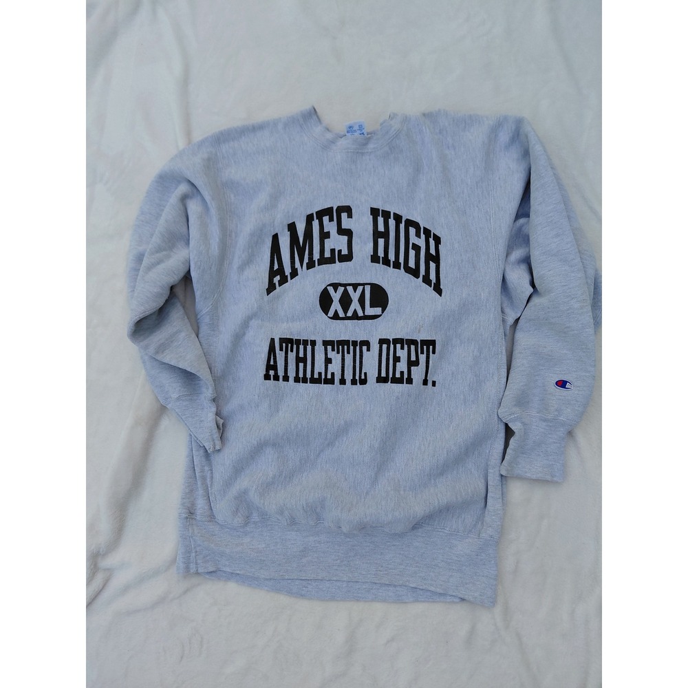 Vintage Champion Reverse Weave Ames High Sweatshirt XXL Gray Made in USA 90s
